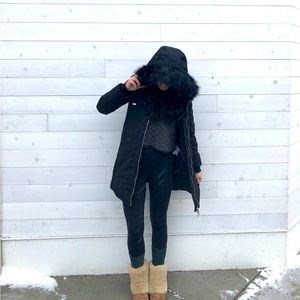 Zara black Faux Fur coat